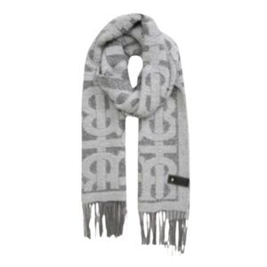 BURBERRY Oversize TB Monogram Fringe Cashmere & Silk Scarf
